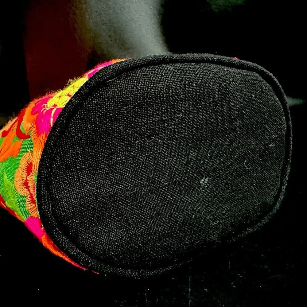 Thai Hmong Embroidered Cosmetic Bag Peony Floral Makeup Pouch 8” Boho Travel
